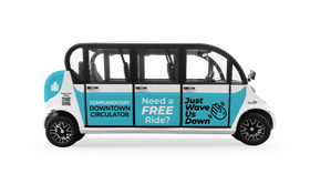 Freebee cars used inside the service area